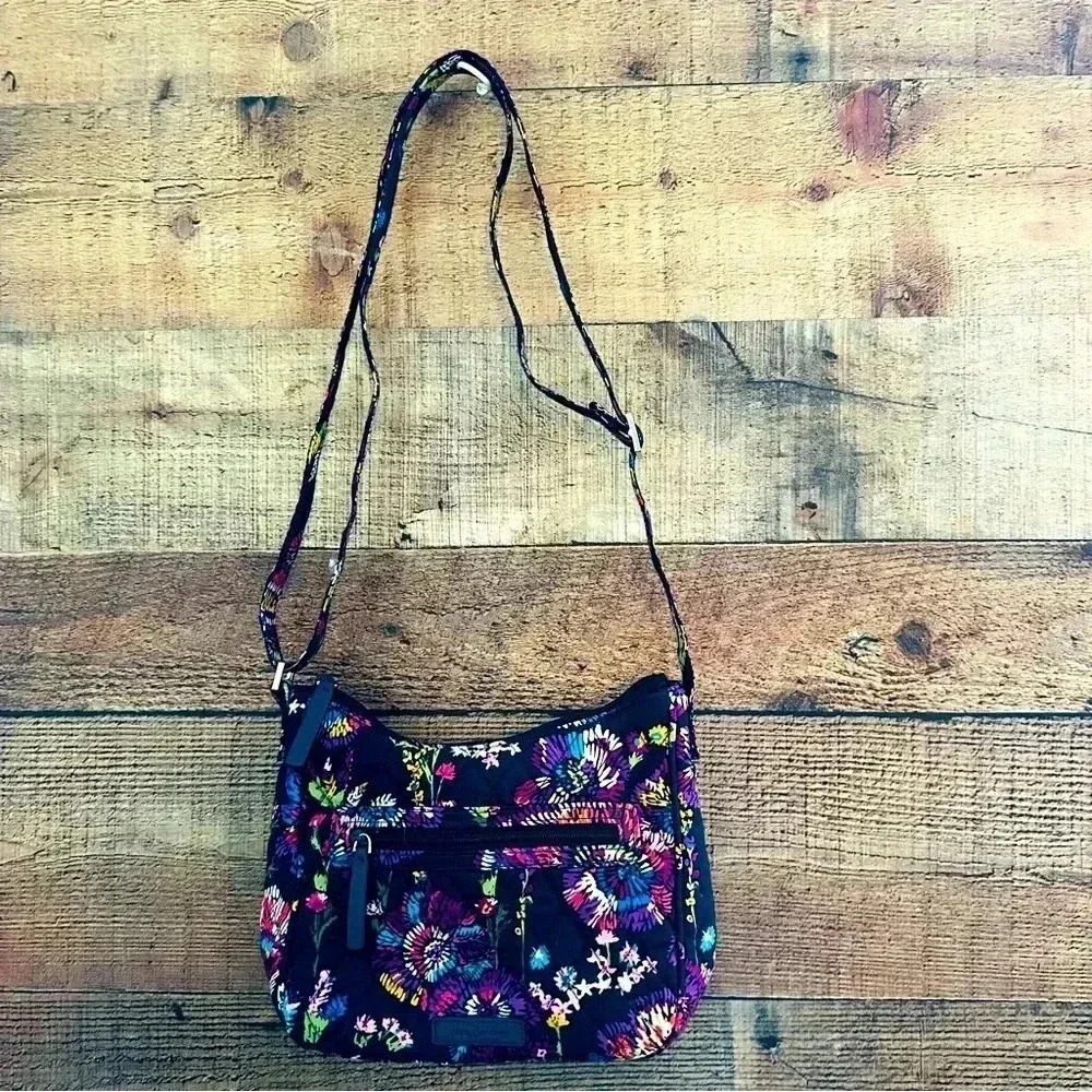 NWOT Vera Bradley Midnight Wildflowers Crossbody - Picture 1 of 8